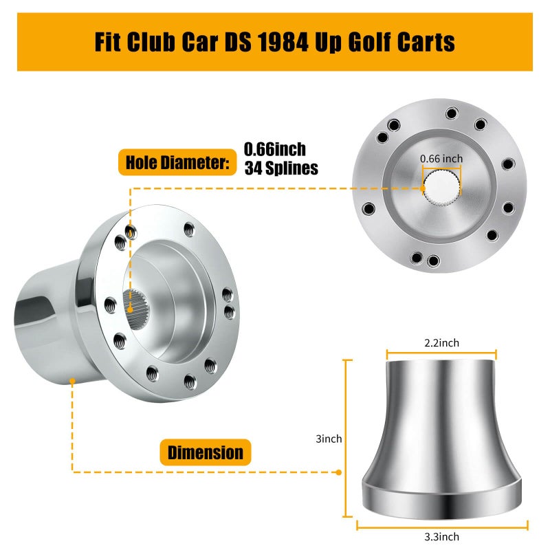 MOSNAI Club Car DS Steering Wheel Adapter Hub for Club Car DS 1984+ Golf Cart with 5-6 Holes Golf Cart Steering Wheel - Image 2